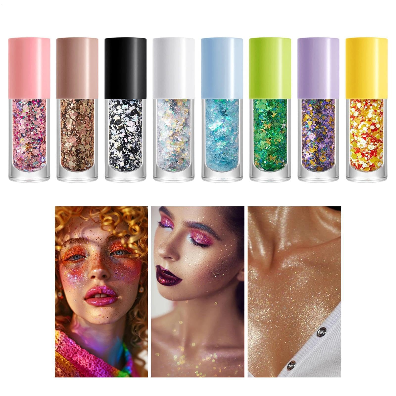 Glitter per il corpo, glitter scintillanti di lunga durata, gel glitterato per viso e corpo, per concerti, festival, partite di calcio, compleanni, ragazze e donne