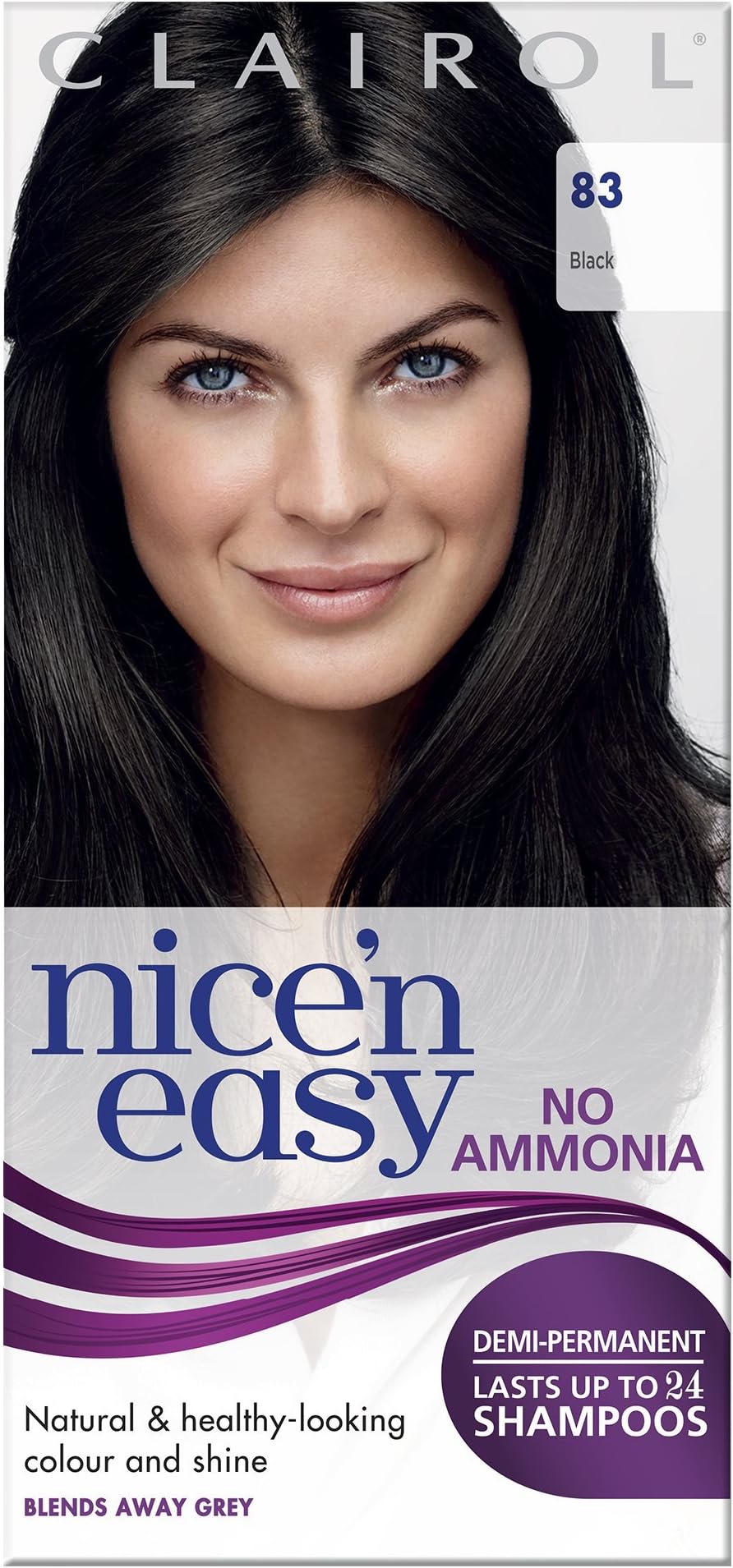 Clairol Nice'n Easy No Ammonia Hair Dye, 83 Natural Black