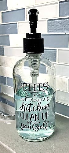 Miniatura 2 de Esta es una cocina autolimpiante. Limpia después de ti mismo. Dispensador de jabón de vidrio de 8 onzas