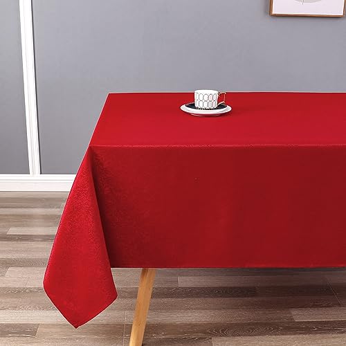 Miniatura 2 de Mantel rectangular de jacquard rojo resistente a las arrugas, para fiestas, cocina, comedor y uso al aire libre, 60 x 104 pulgadas
