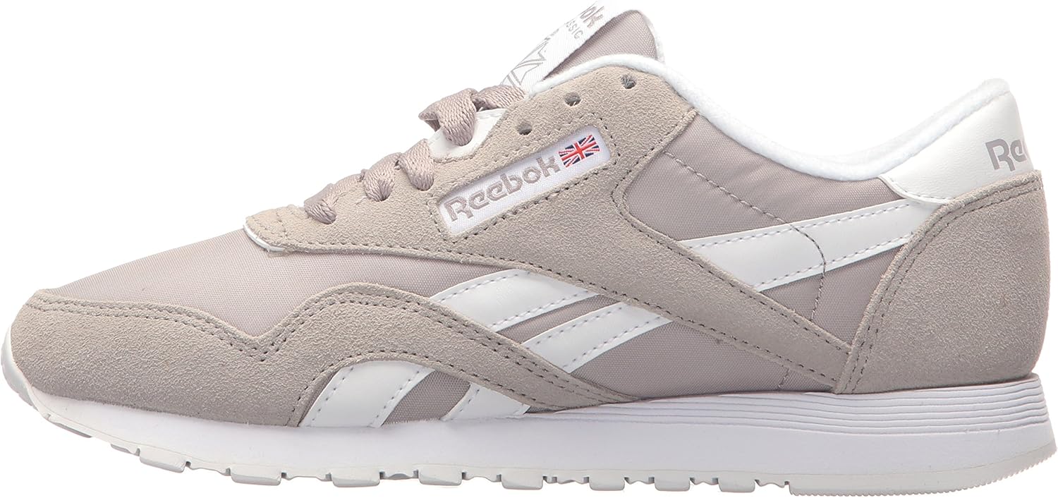 Reebok Men's Classic Nylon Sneaker, Whisper Grey/White, 4