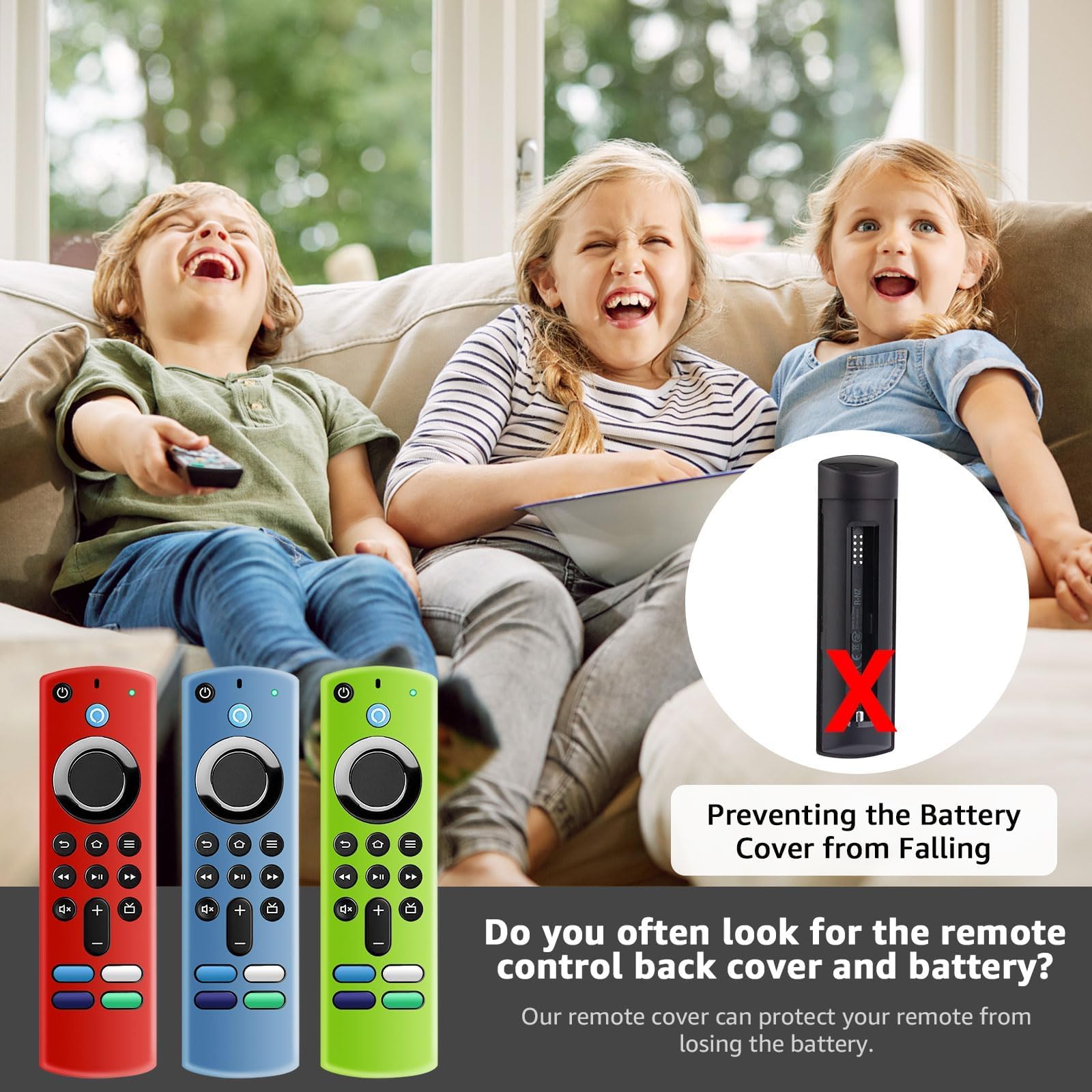 Firestick - Juego de 3 fundas para mando a distancia compatible con TV Stick de 3ª generación, dispositivo de transmisión 4K Max 2021, mando a distancia por voz, funda de silicona antideslizante con