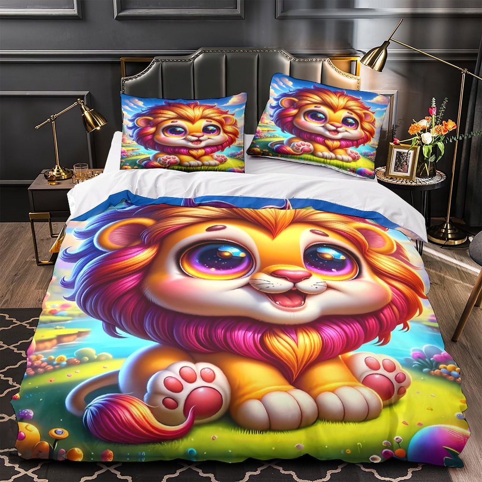 Parure de lit lionceau microfibre hypoallergénique et douce pour garçon