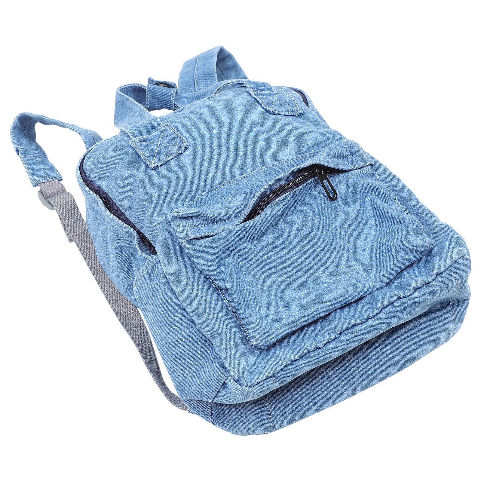 Mochila escolar de mezclilla para niñas: bolso grande de mezclilla azul para colegio 8
