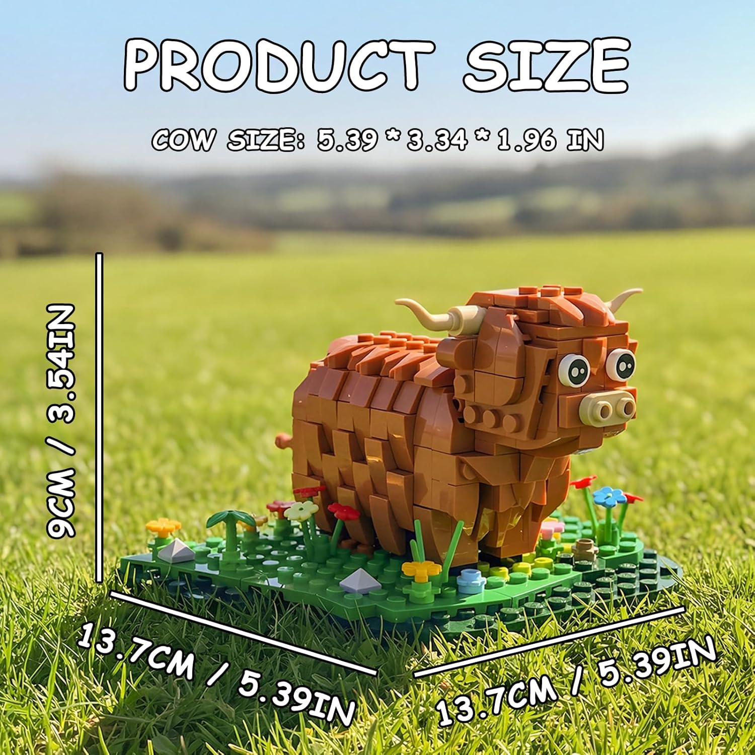 Highland Cow Building Block Set, Creative Farm Animal Model, Compatible with Lego 853792 Accessory, Relaxing DIY Construction Kits, Decorative Gift for Adults and Kids, 398Pcs