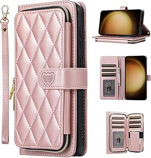 Miagon - Funda para Xiaomi Redmi Note 10S, cartera con cremallera y correa de muñeca, piel sintética, soporte para tarjetas de crédito, color oro rosa