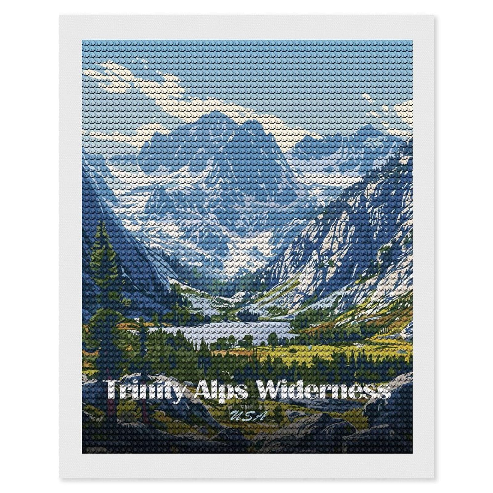 Junmoney Trinity Alps Wilderness Landscape Art Diamond Art Canvas 16"x20", Decorate Your Room, Mindful Craft Activity, Cosy Home Accent, Thoughtful Handmade Gift