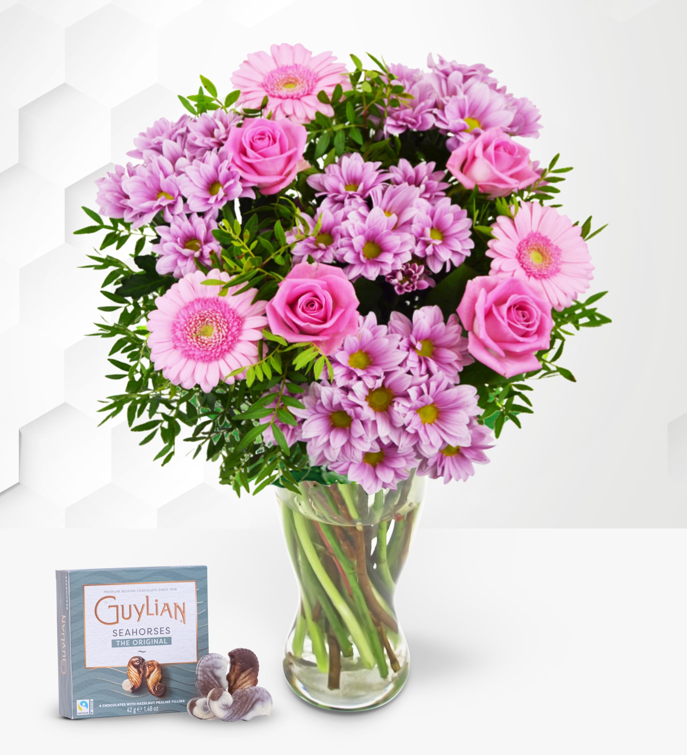 Perfección Rosa con chocolates - flores - flores de aniversario - flores del día siguiente - ramo de flores naturales - flores de lujo - flores recién cortadas