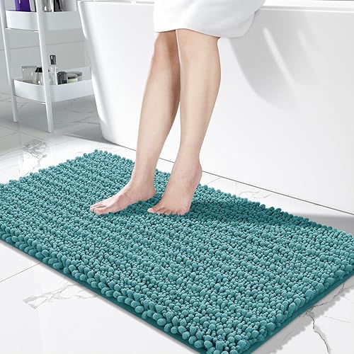Miniatura 18 de Yimobra Alfombras de baño grandes antideslizantes lavables de 36 x 24 pulgadas, tapete de baño de chenilla ultra suave y absorbente, alfombra de