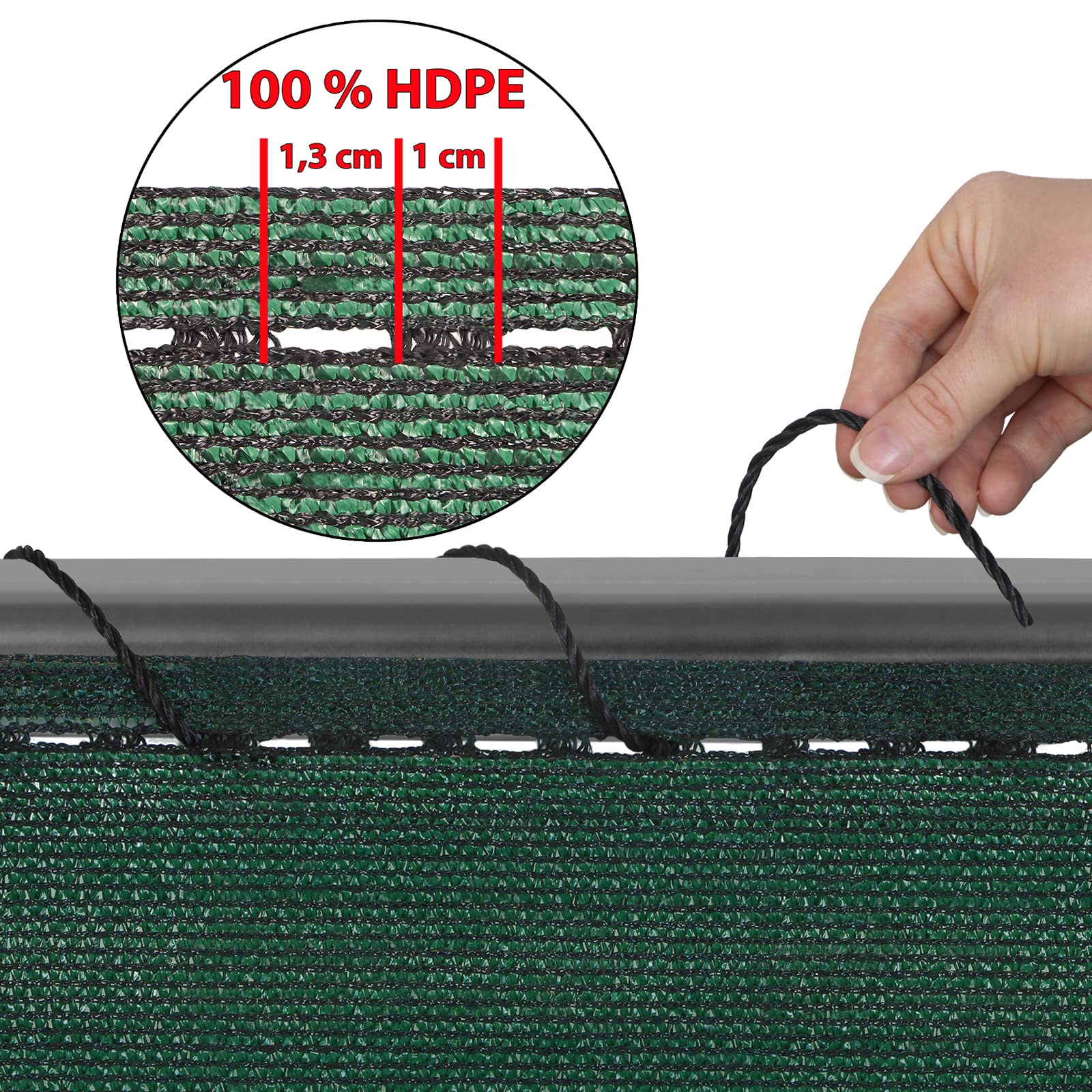 BB Sport Malla ocultacion Pantalla de privacidad 150 g/m² Valla Pantalla Incl. Cuerda de Nylon Resistente a los Rayos UV a Prueba de rasgaduras Viento, Tamaño:1.5m x 20m, Color:Verde