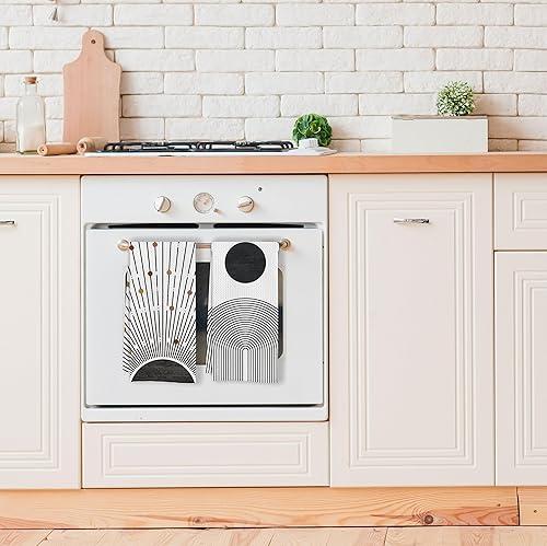 Miniatura 4 de Toallas de mano bohemias, juego de toallas de cocina negras, toallas de cocina bohemias de tejido de gofre negro de 16 x 24 pulgadas, toallas de