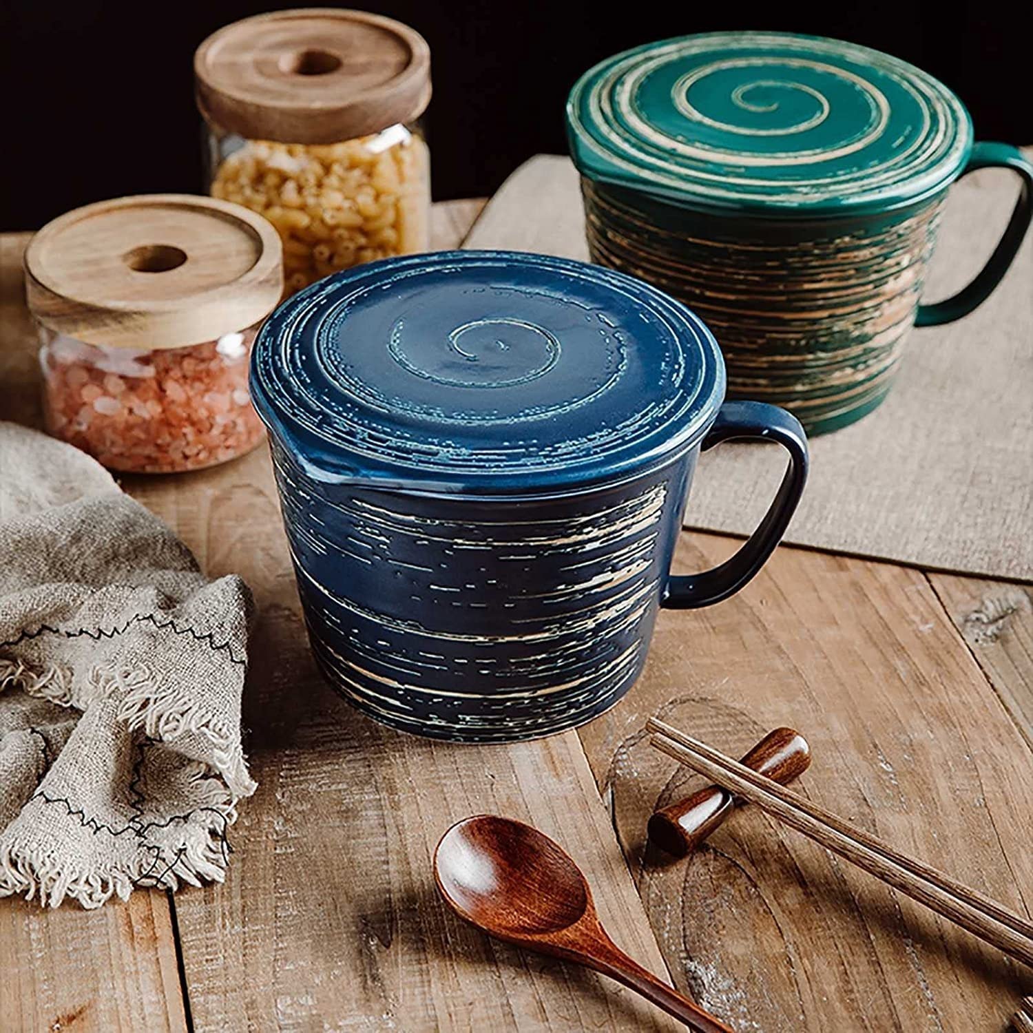 Uchwyt do kubka do zupy, miska do zupy, eleganckie ceramiczne miski do zupy z łyżką, 26 uncji, duża ręcznie malowana miska do zupy cebulowej z uchwytem, ​​śniadanie, owsianka, sałatka, płatk