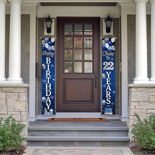 Miniatura 10 de Decoraciones de feliz cumpleaños 29, globo azul y plateado para colgar en la puerta, suministros para fiesta de cumpleaños 29.