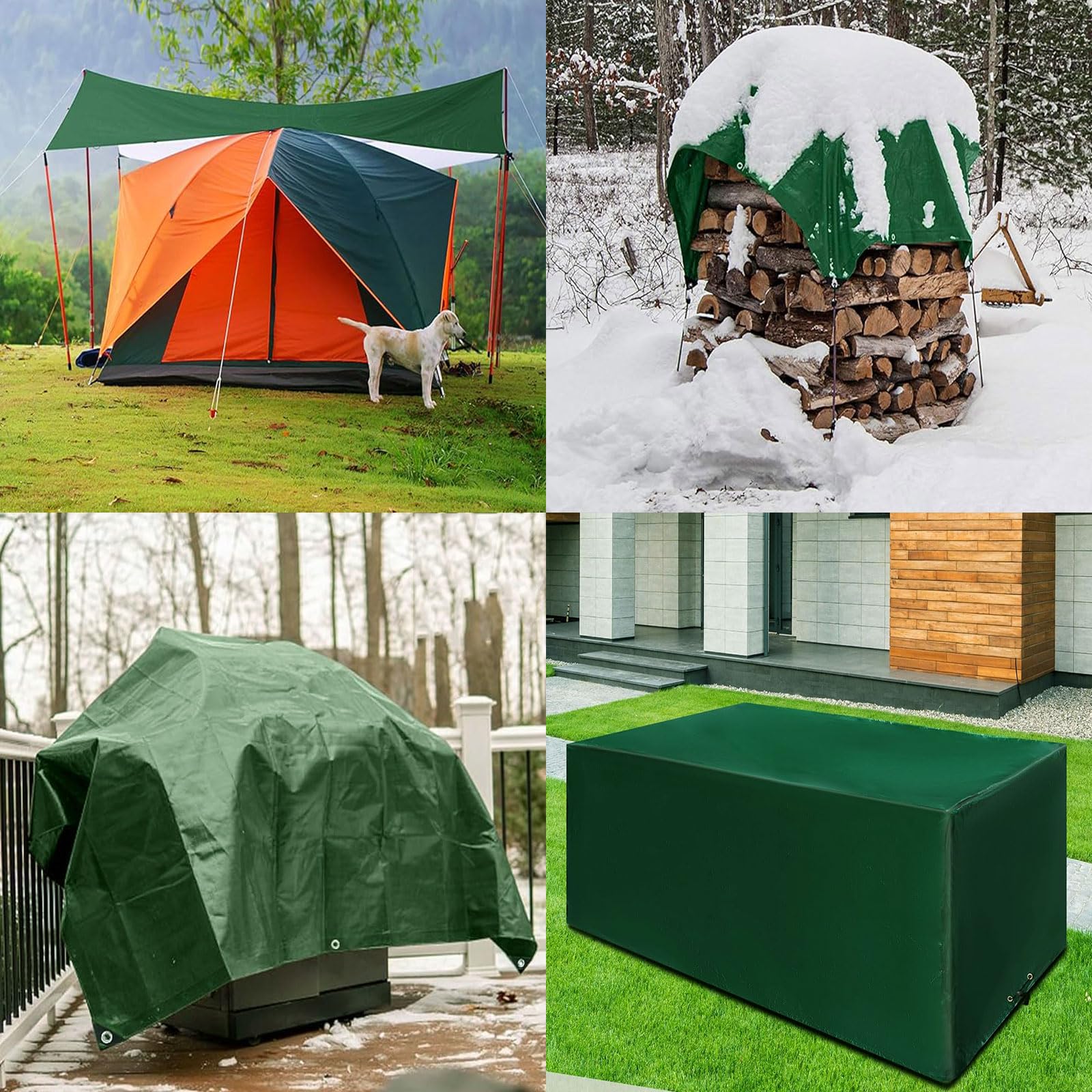 Bâche de Remorque 120 x 200 cm Imperméable, Anti-UV, avec Œillets Bâche Étanche pour Bois, Jardin, Toiture, Piscine, Vert