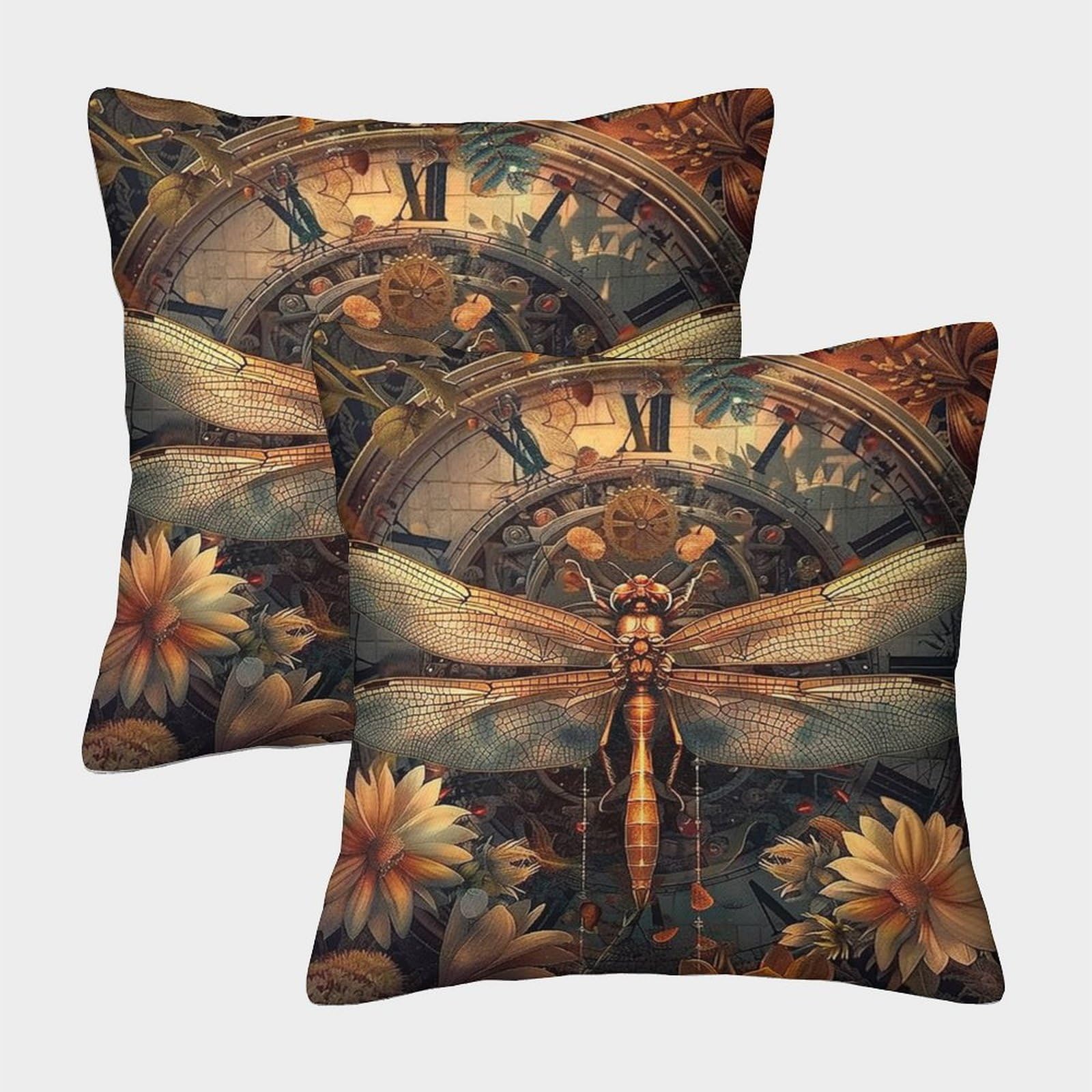 TNFHSOFT Dragonfly Cushion Cover Set of 2 Decorative Machine Washable Pillowcases Square Pillow Cases with Invisible Zipper Cushion Covers for Living Room Sofa Couch Bed Throw Pillow Case 50x50cm — image 1