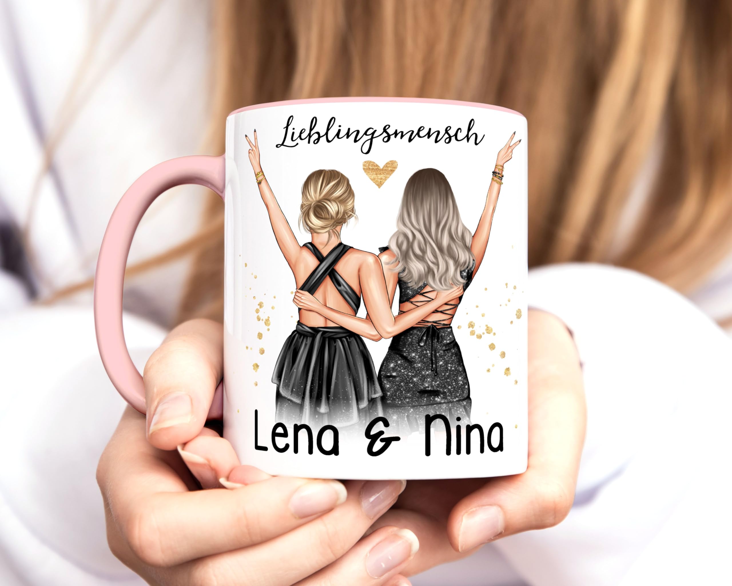 Personalisierte Freundinnen-Tasse – Selbst Gestalten Mit Name & Frisur, 330 Ml, Spülmaschinengeeignet