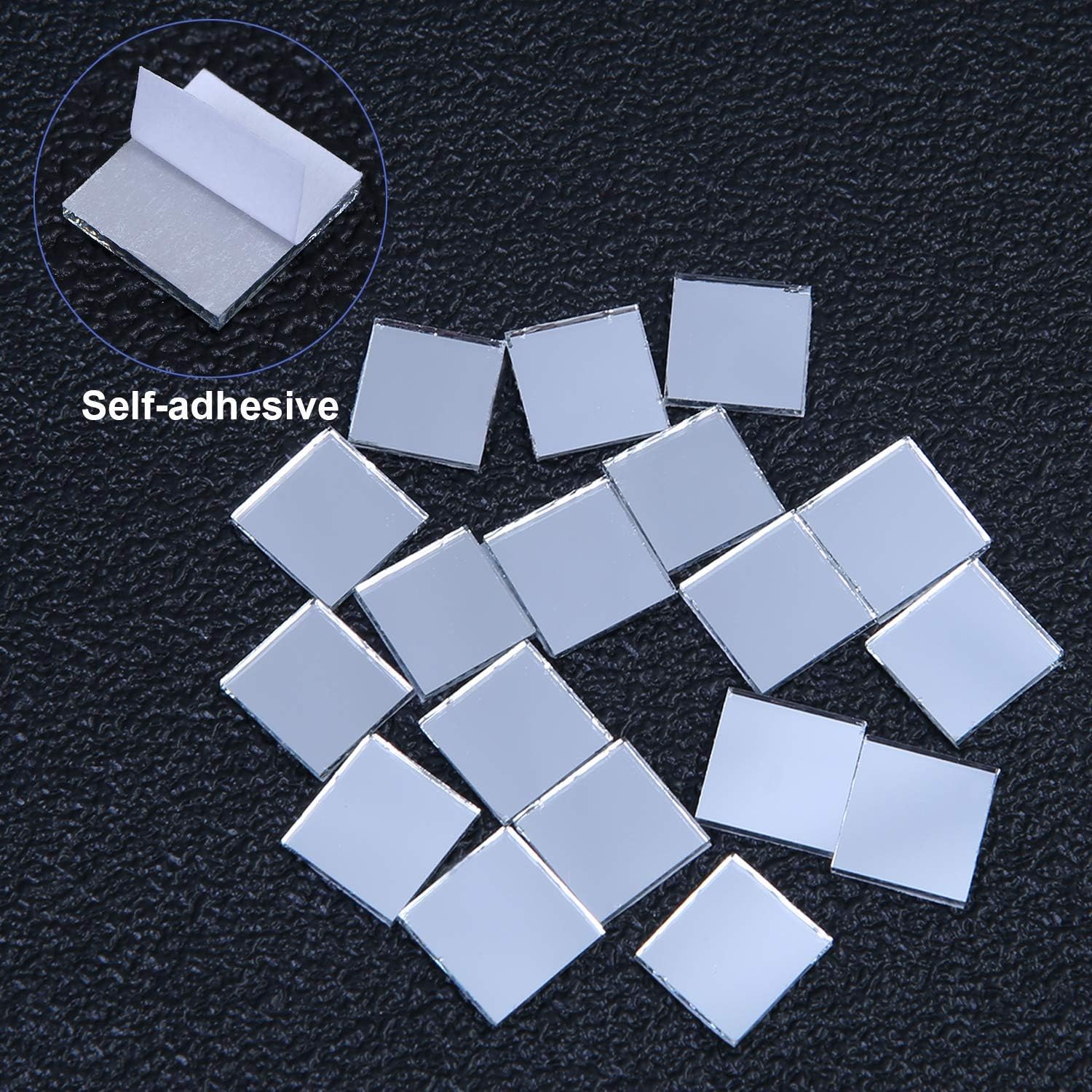 AIVS Self-Adhesive Real Glass Craft Mini Square & Round Mirrors Mosaic Tiles/Stickers for DIY Craft Decoration(10 x 10 mm, 1500 Pieces)