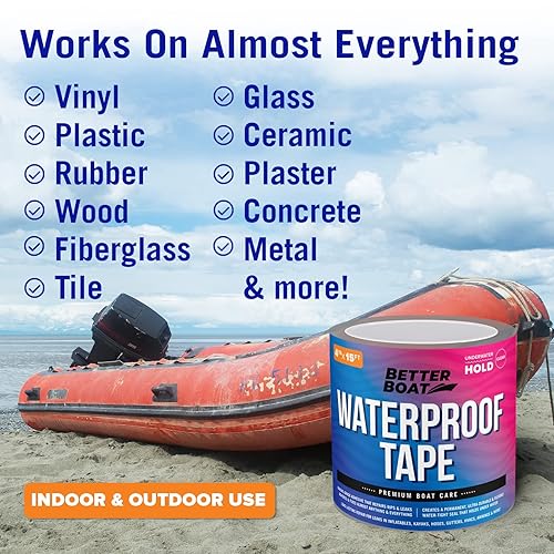 Miniatura 25 de Better Boat Black Waterproof Tape for Leaks, Heavy Duty Marine Grade Sealant, 15 ft x 4 in, for Pools, Gutters, Underwater Repair, Patching and