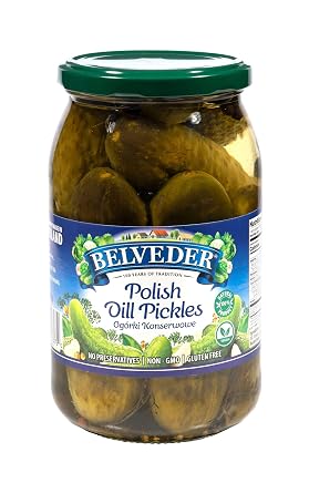Belveder Polish Dill Pickles 31.74 oz, Vegan, Non-GMO, Gluten-Free Polish Dill Pickles