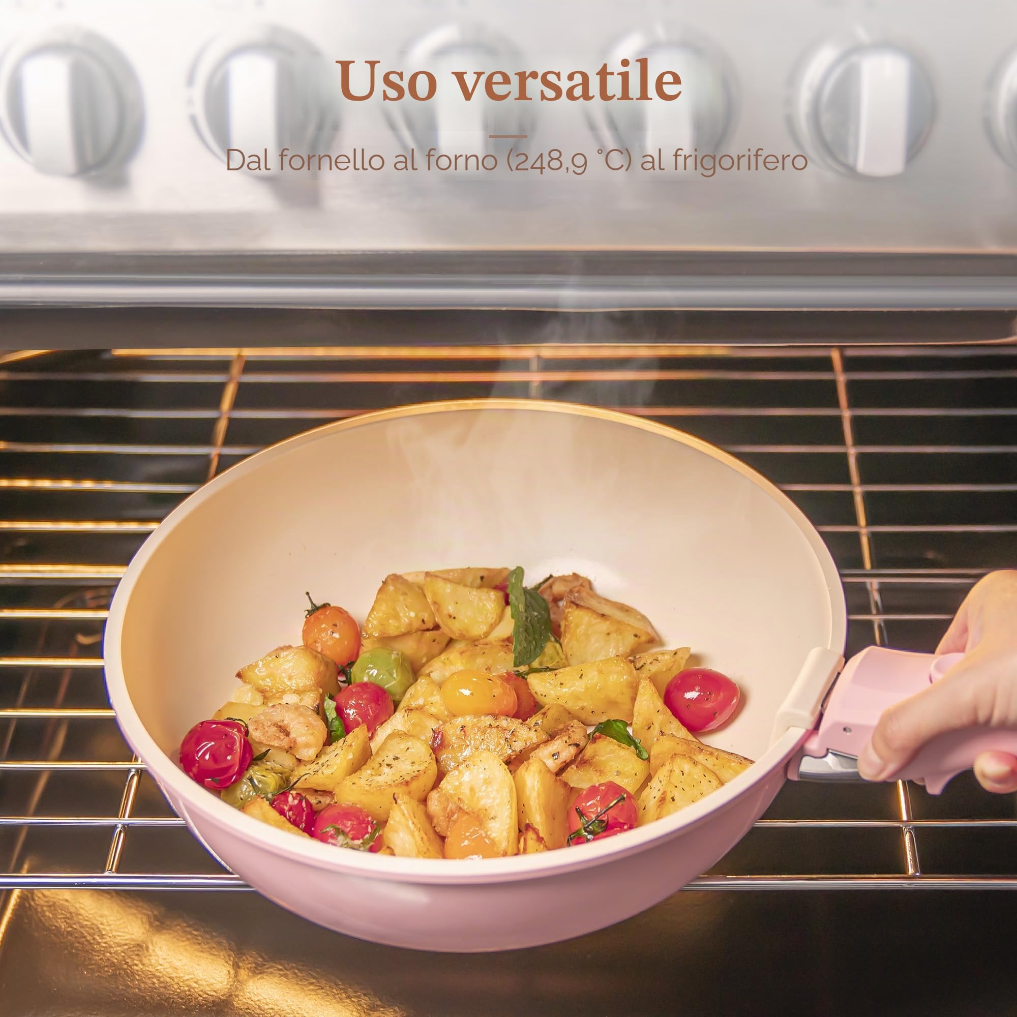 Astercook Set da 21 pentole e padelle antiaderenti, set di pentole in ceramica con manico staccabile, set da cucina per camper con manici rimovibili, adatto al forno, pronto per induzione, set