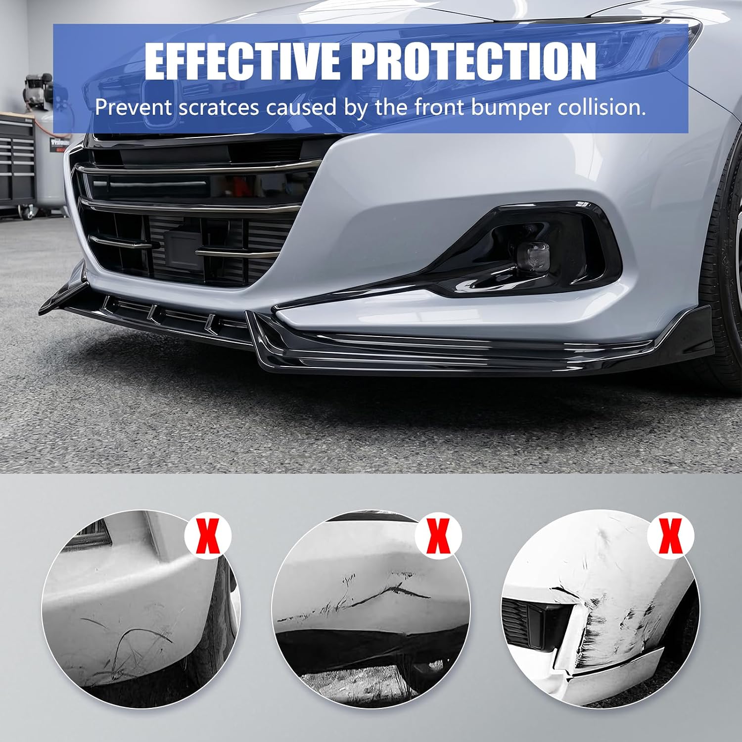 Gloss Black Front Bumper Lip Splitter for Honda Accord 2021 2022