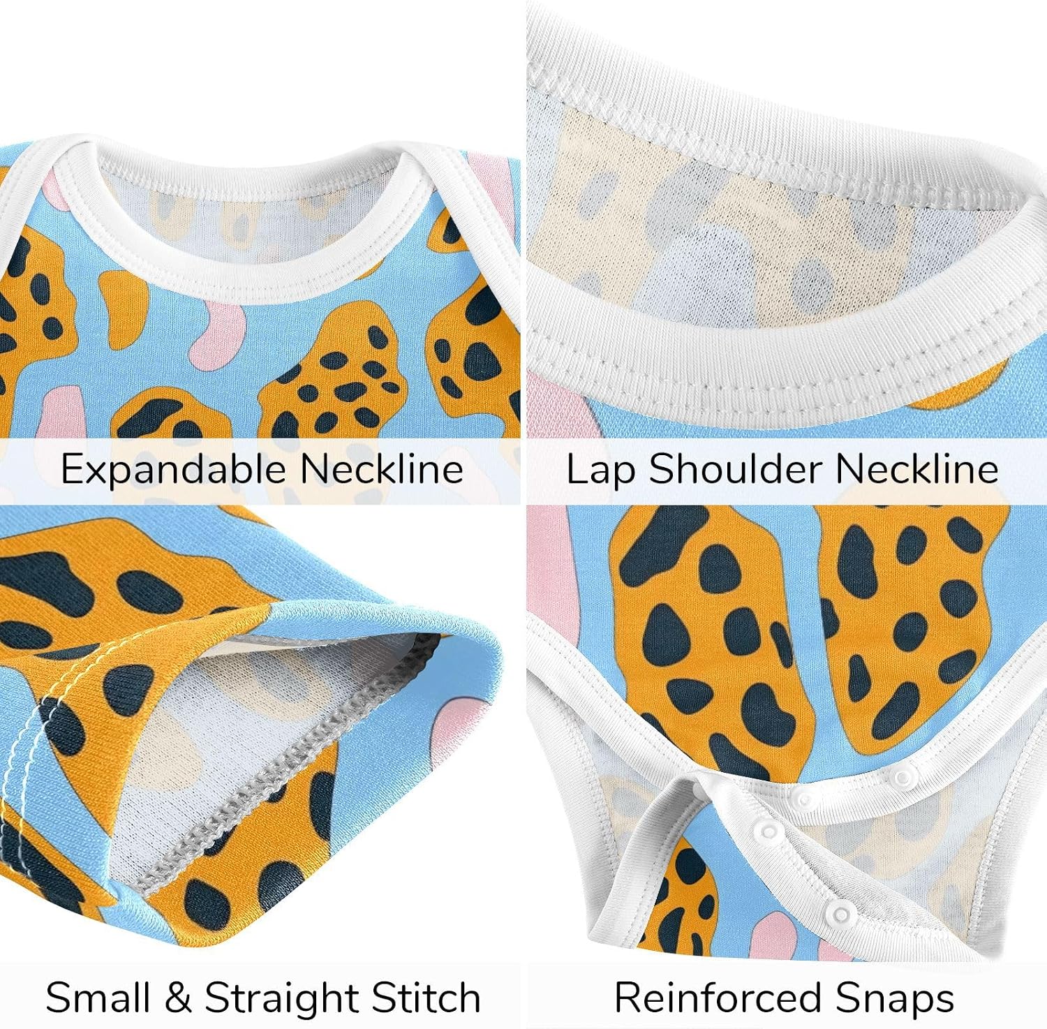 vvfelixl Baby Clothes Trendy Leopard Baby Bodysuits Set Unisex Short Sleeve Babys Pants Sets 0-3M