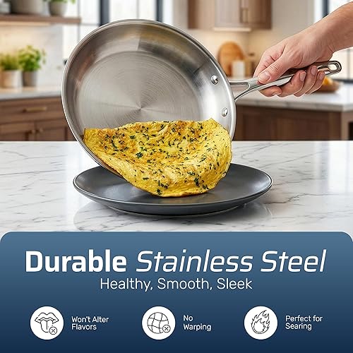 Miniatura 5 de Gotham Steel Juego de 10 utensilios de cocina de acero inoxidable, ollas y sartenes antiadherentes con utensilios de cocina de inducción, fabricados