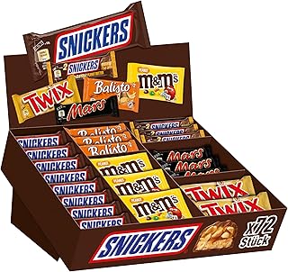 Mars, Snickers, Balisto & mehr Mixed Schokoriegel Topseller Box, Thekenaufsteller für Büro, Großpackung Schokolade, 72 Rie...