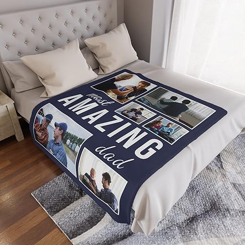 Miniatura 2 de Regalos para papá, manta personalizada para el día del padre, manta con imagen personalizada, regalos personalizados para papá para cumpleaños, día
