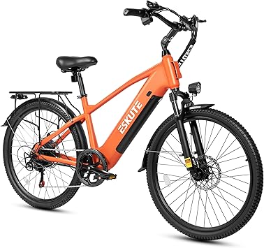 ESKUTE 70Miles 28MPH 840 WH Removable Battery e-Bike, Electric Bike for Adults-1300w Peak Ebike, Step Over Electric Bicycle, 7-Speed 26 tire, Adjustable Stem