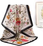 27 Inches Silk Feeling Square Head Scarf 4 Pcs Satin Square Head Scarves for Women Hair Bandanas