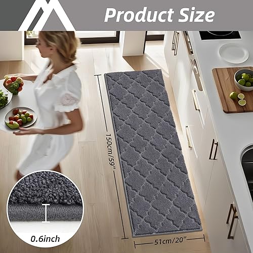 Miniatura 131 de COSY HOMEER Tapetes suaves de cocina para el frente del fregadero, alfombras súper absorbentes y tapete antideslizante de 20 x 59 pulgadas, lavable