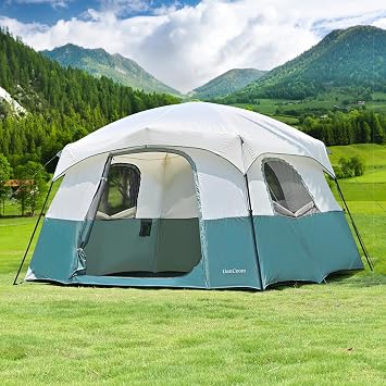 DanCoom Tents 4/6/8/12 Person, Easy Setup Waterproof Camping Tent with Rainfly, Portable Double Layer Large Family Tent for Camping Backyard Outdoor &Hiking