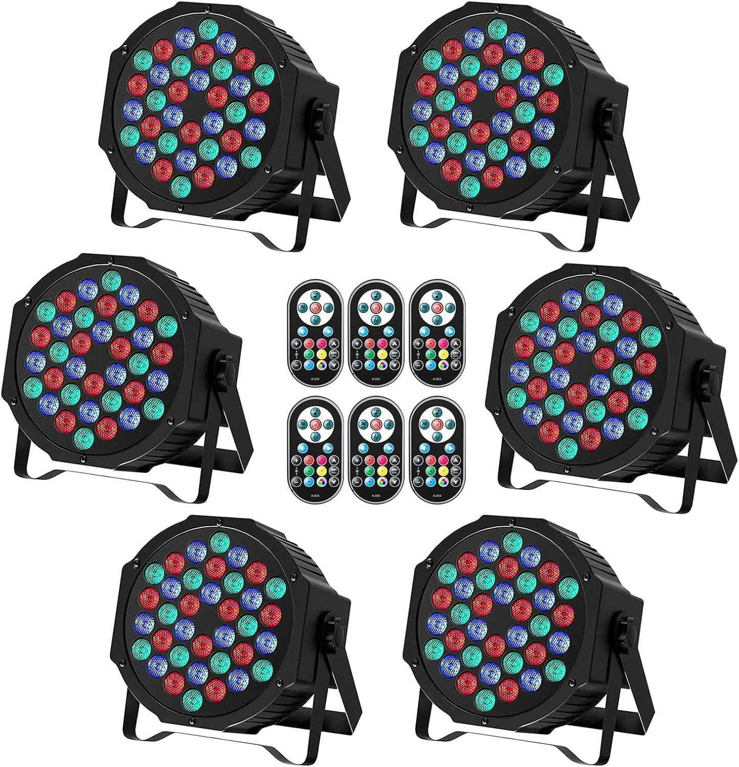 Stage Lights, U`King 6 Packs 36LED RGB LED Par Lights, 7 Channel DJ Party Lights with Remote Control & DMX Controller Sound Activated Uplights for Events Birthday Bar Dance Decoration Party