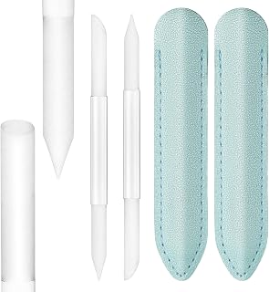 2Pcs Glass Cuticle Pusher with Leather Case, Dual Ended Cuticle Remover Tool Professional Manicure Stick Fingertip Precision Filing Cuticle Remover Tools for Nail Salons Home