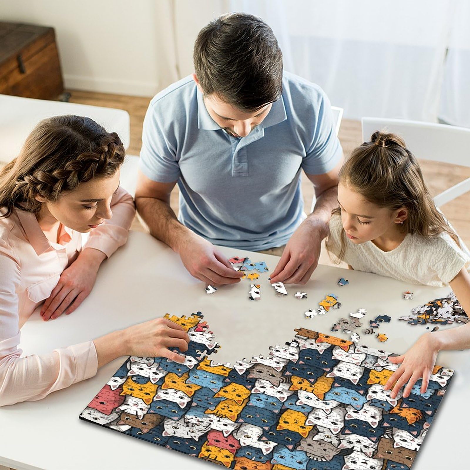 CARTOON CAT 1000 sztuk puzzle dla dorosłych drewniane puzzle 1000 sztuk puzzle gra rodzinna wymagająca układanka dekoracja ścienna 1000 sztuk (75 x 50 cm)