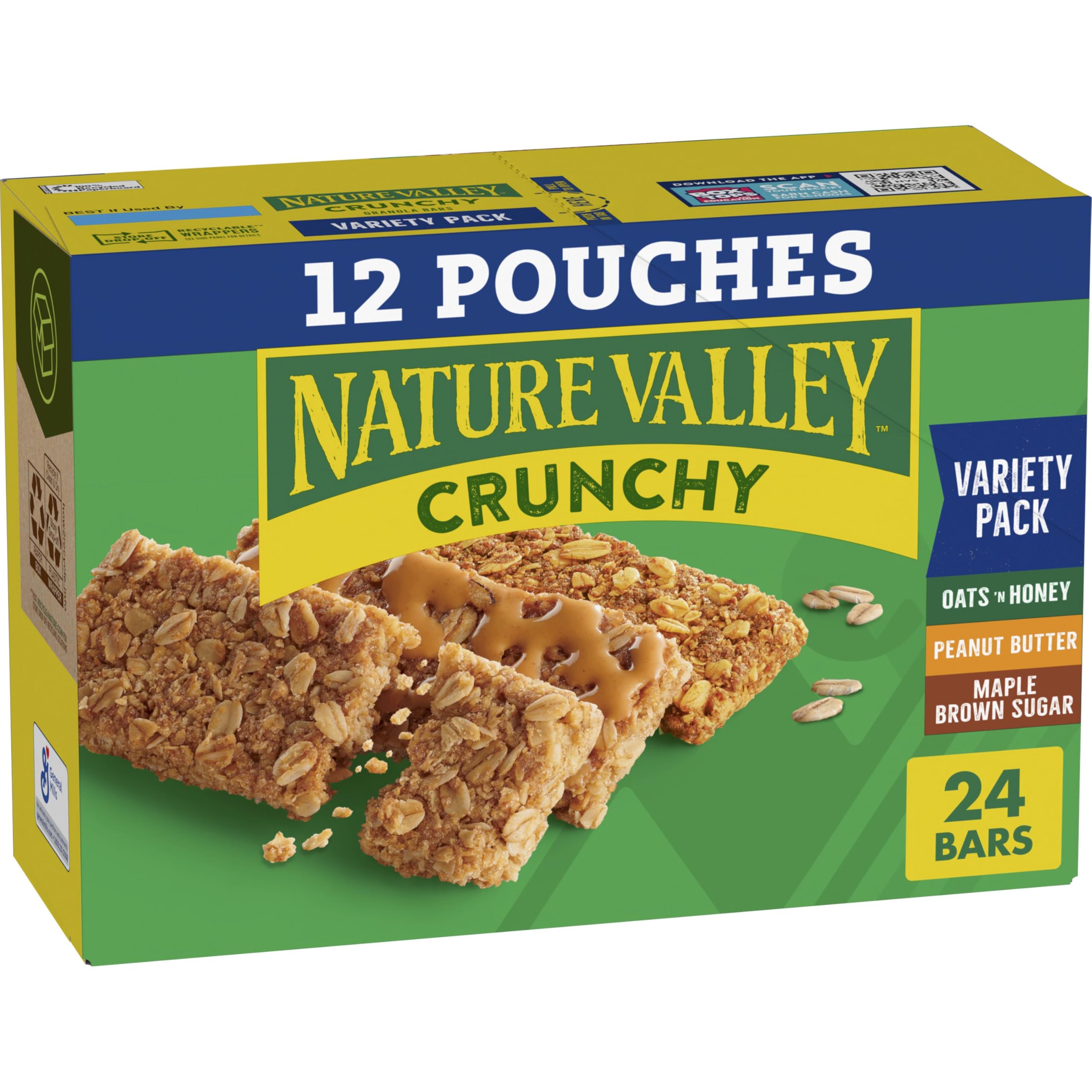 Crunchy Granola Bars, Variety Pack, 24 Bars, 17.88 OZ (12 Pouches)