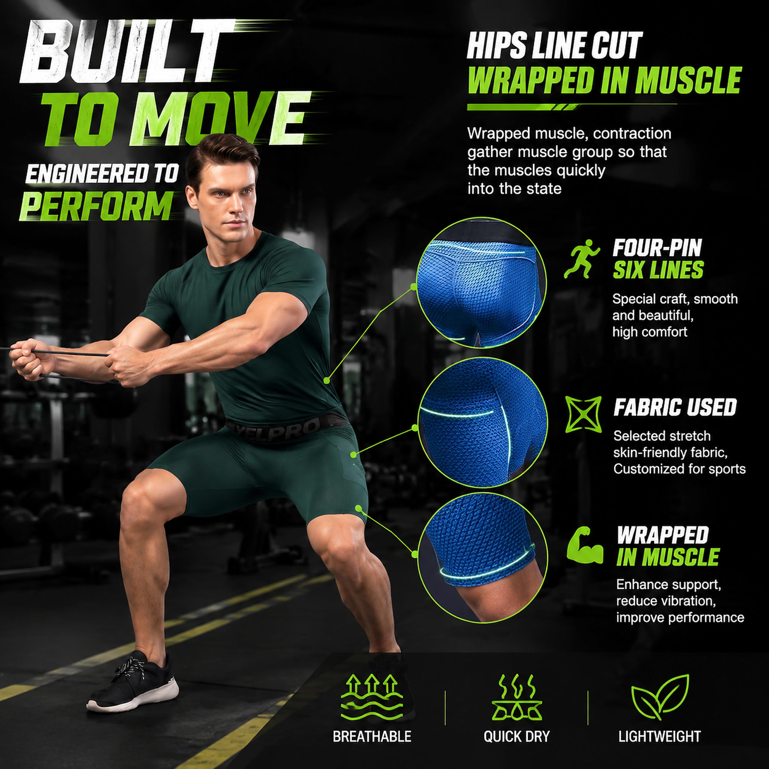SANANG Short de Compression pour Hommes, Couche de Base à Séchage Rapide, Collant de Sport D'entraînement et de Fitness