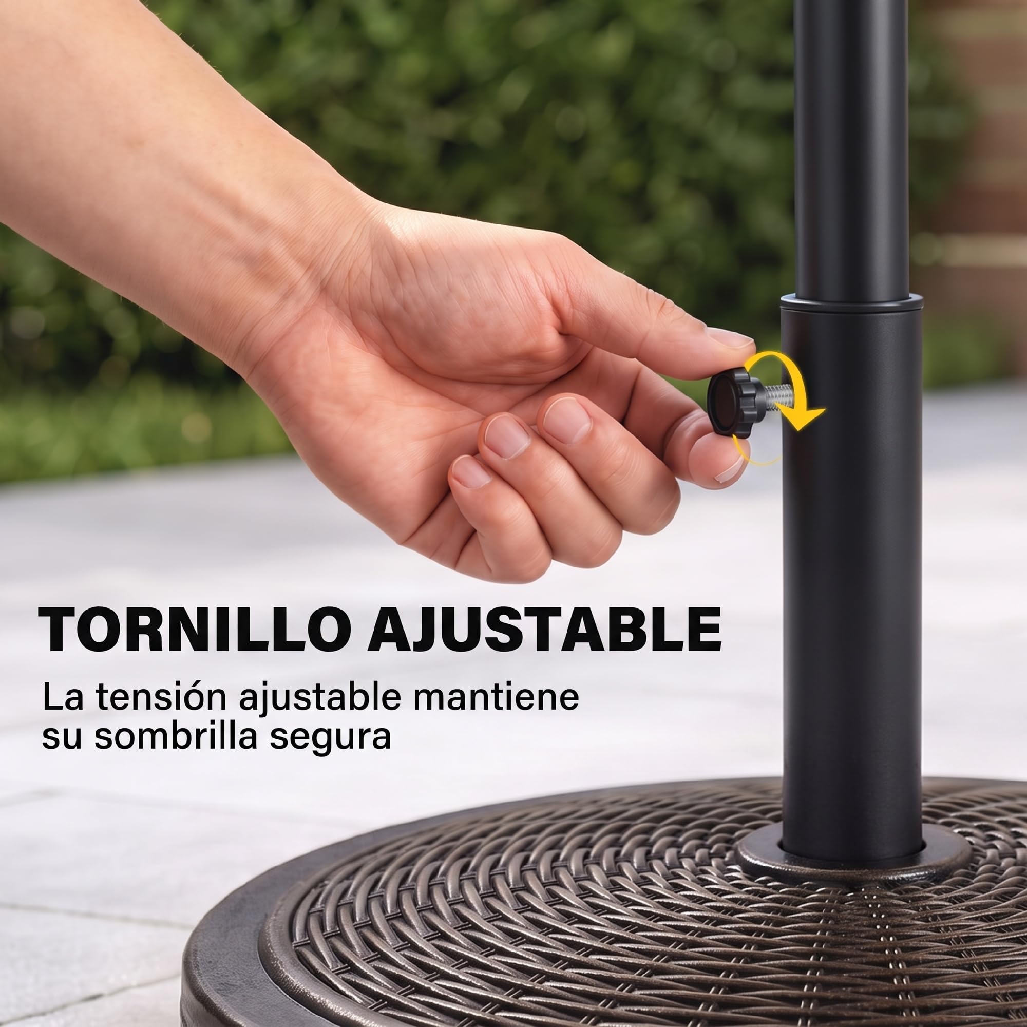 Outsunny Base para Sombrilla de Jardín Postes 35/38/48 mm Ø48x34 cm Bronce | Peso Neto 13 kg, Soporte de Parasol, Cemento Retro, para Terraza Patio Exterior