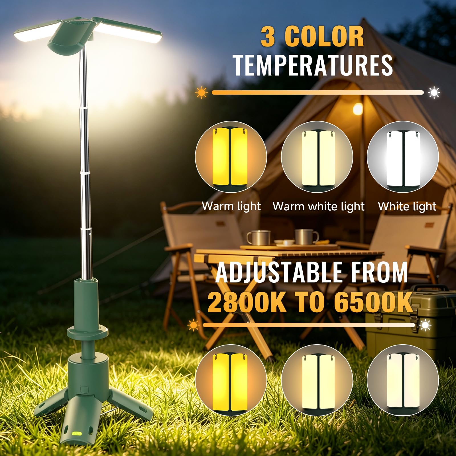 Luce di campeggio portatile con batteria 10000mAh