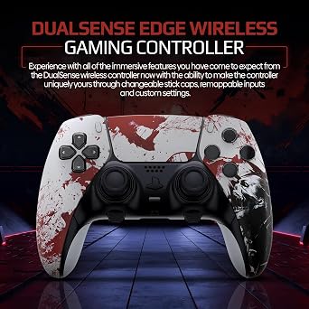 Silent Modz Edge Custom Controllers Compatible with PS5, PC & Mobile Gaming - Unique Design Wireless Gaming Controller with Paddles and Trigger Stops, Handcrafted in USA (Blood Zombie Soft Touch)