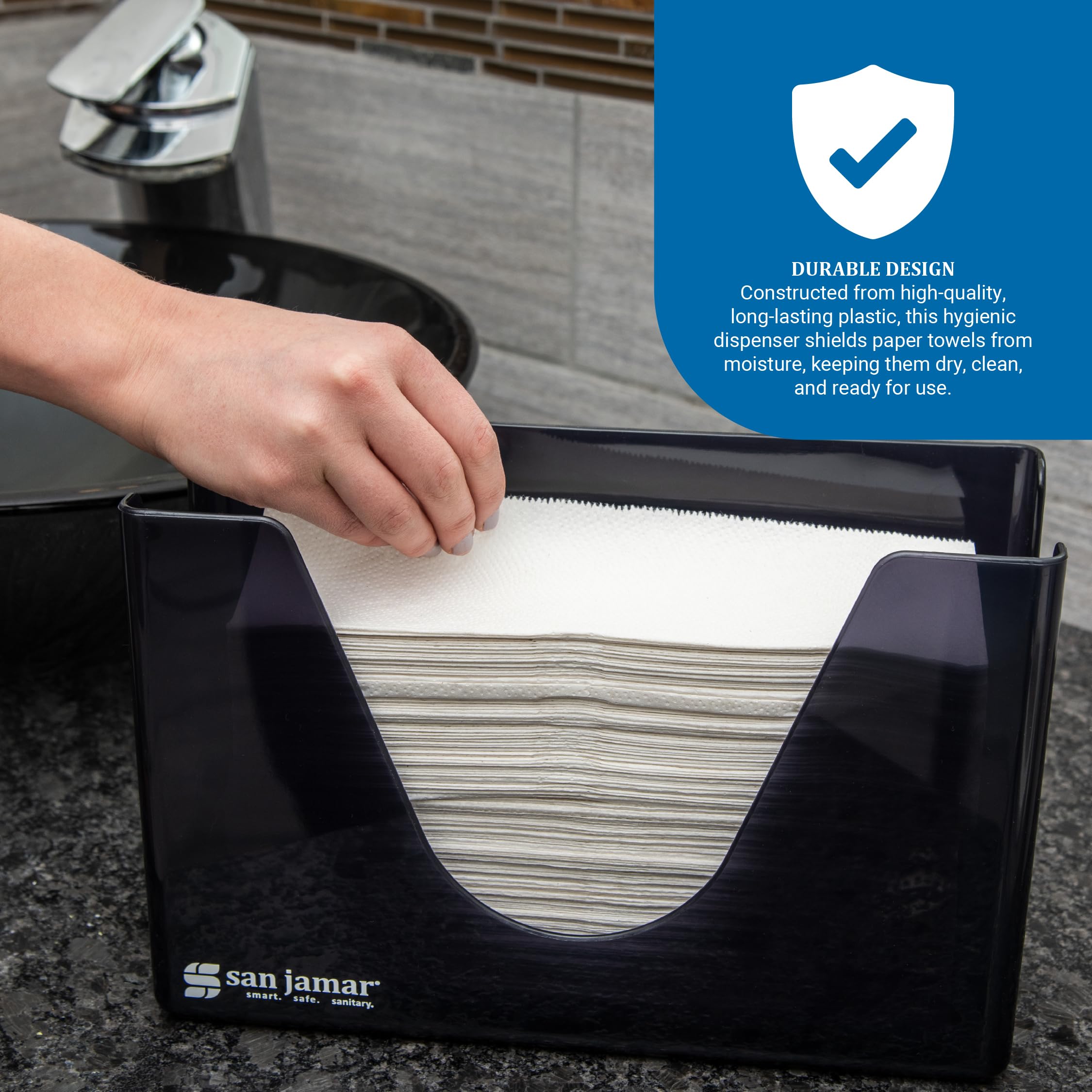 San Jamar T1720TBK Distributeur de Serviettes de comptoir Noir nacré