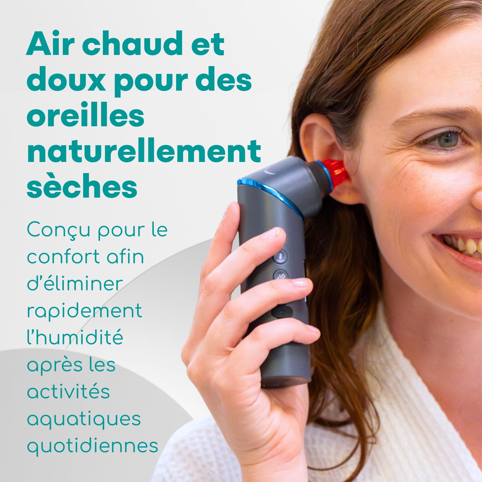 Medi Grade Sèche Oreille Appareil de Séchage des Oreilles à Air Chaud avec Lumière Rouge, Température et Débit d'Air Réglables