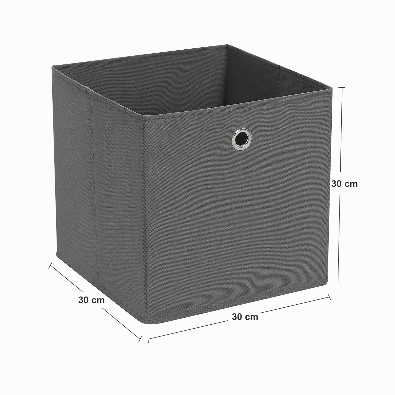 SONGMICS Scatola Portaoggetti, Tessuto, Grigio, 30 x 30 x 30 cm