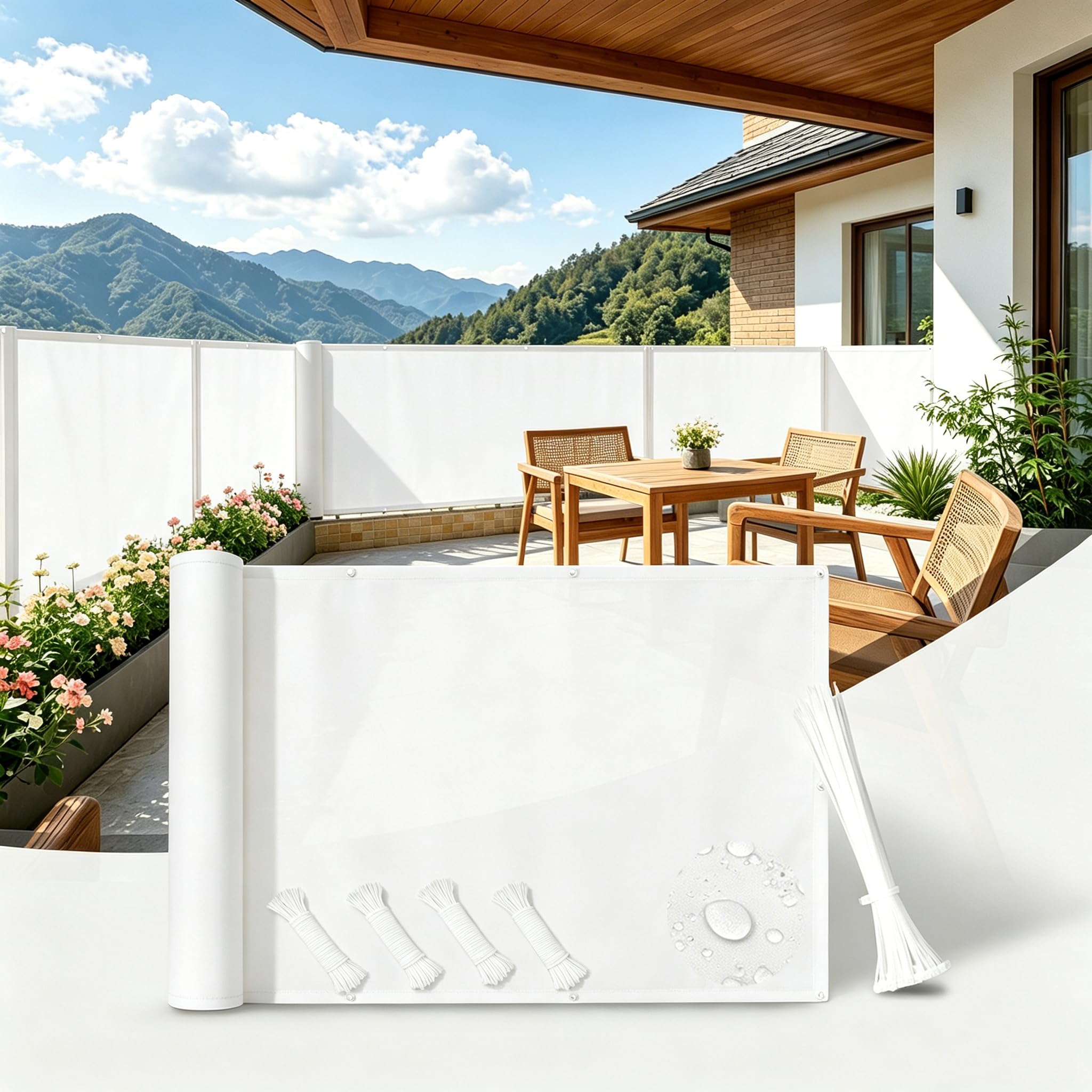 Protection UV et vent pour balcon contre le vis-à-vis et les intempéries