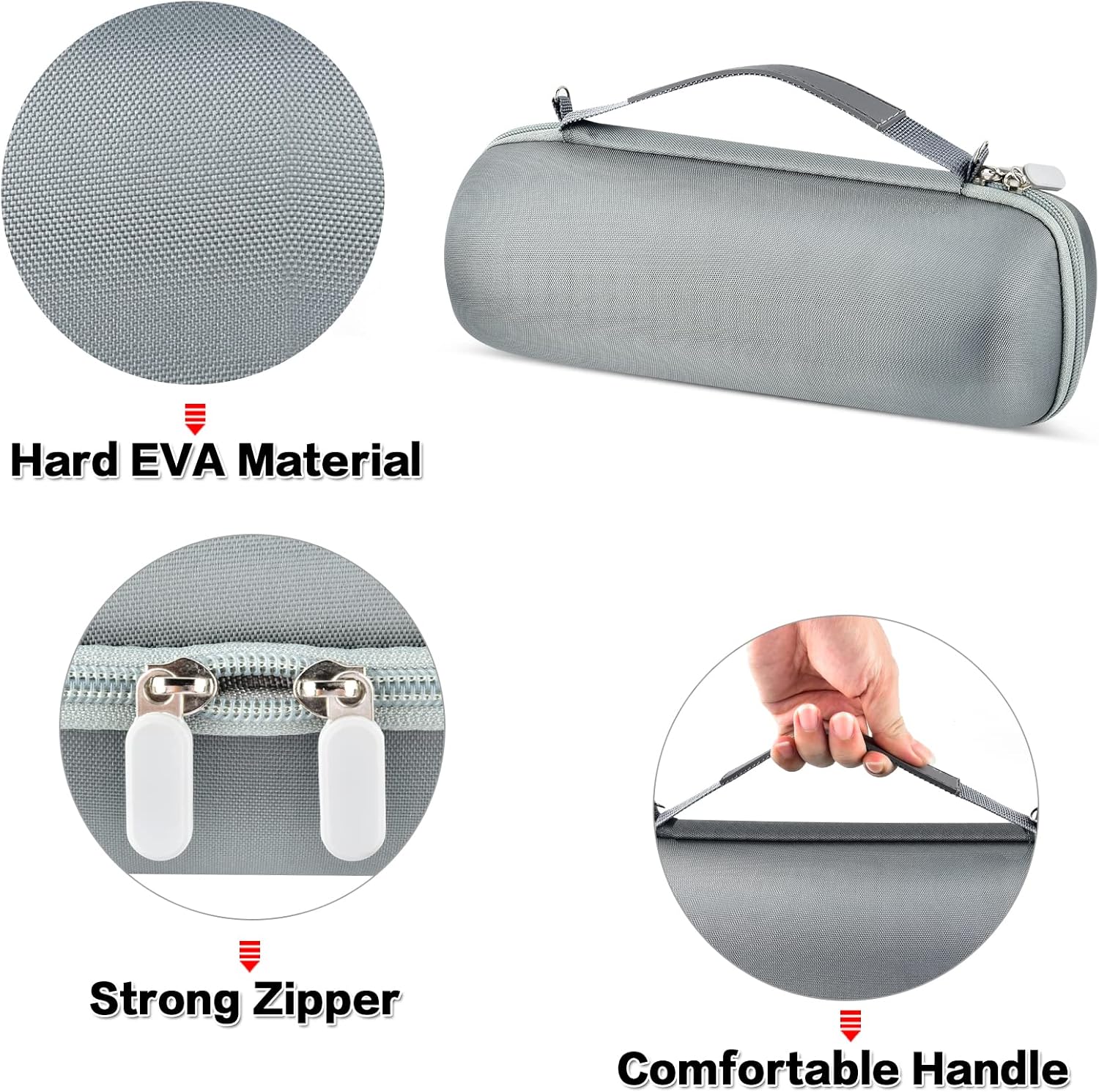 Hard Travel Case for JBL Charge 4/ Charge 5 Waterproof Bluetooth Speaker. Carrying Storage Bag Fits Charger and USB Cable - Grey+Inside Grey (Case Only) - Image 4