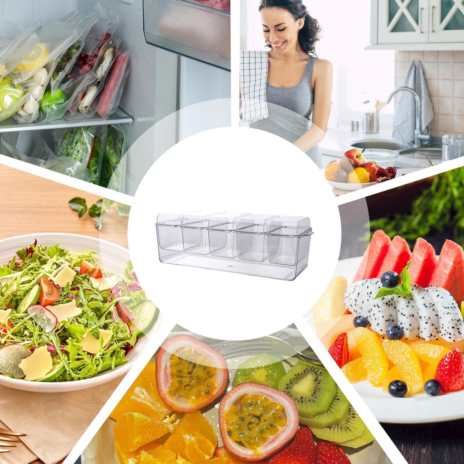 Soporte versátil para platos de refrigeración, soporte portátil para alimentos fríos para aperitivos de mariscos con compartimento para hielo, ideal para reuniones familiares y fiestas