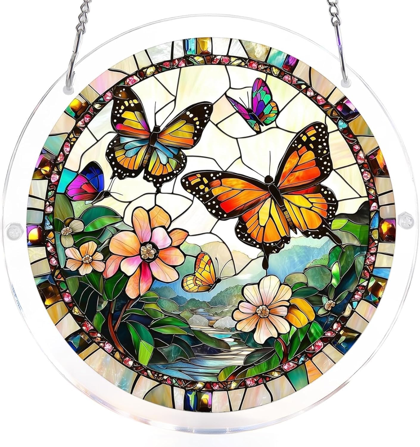 Butterflies are Fluttering Acrylic Jigsaw Puzzles Suncatcher, 8.9 Inch Window Hanging Suncatcher Acrylic Puzzle, DIY Home Decor Art Gift