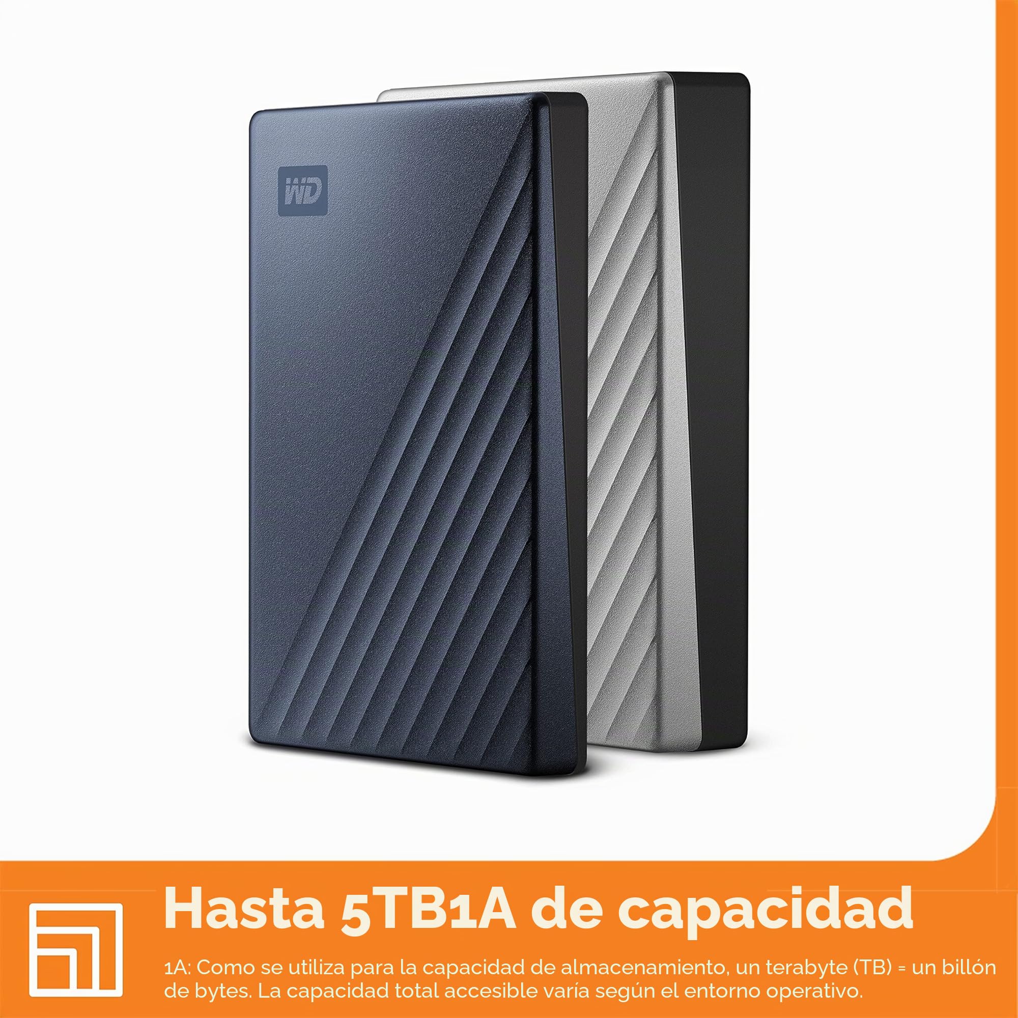WD 4TB My Passport Ultra Disco Duro Externo Portátil, USB-C, USB 3.2 Gen 1/USB 3.0, Copia de seguridad y protección con contraseña, Formateado para Windows, Azul