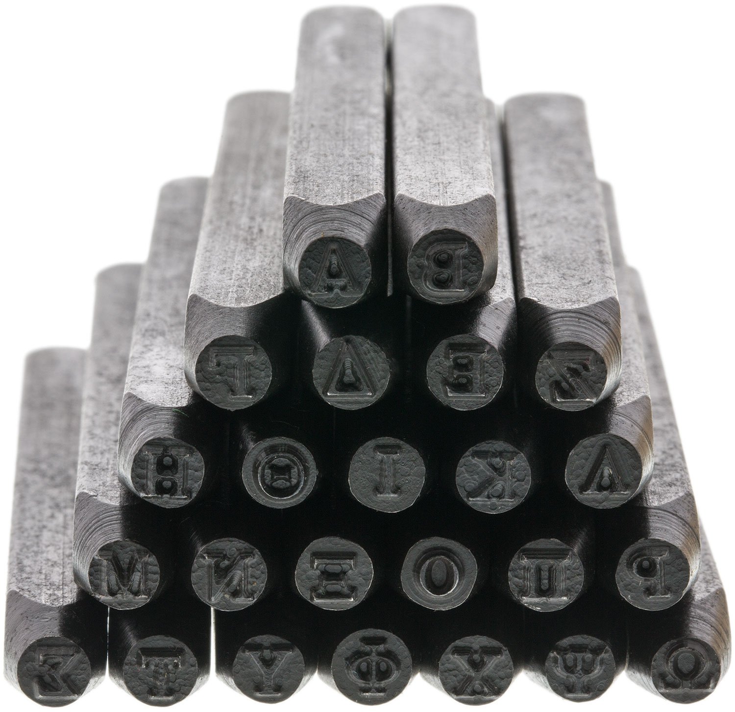 Greek Alphabet Stamp Set with Box, 24 Stamps, 2.5 Millimeters | PUN-207.90